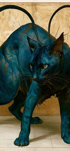 Art Cat Displacer Beast A Like Creature With Fantasy Catlike Blueblack 3d