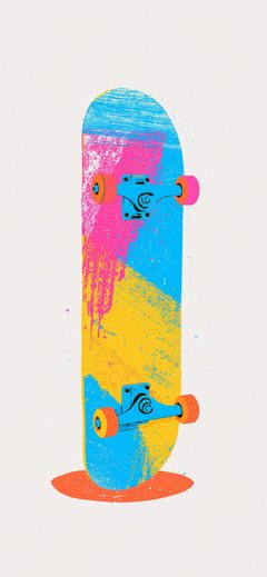 Art Haikulabs Minimalist Collage OF A Skateboard AR Minimal Colorful Retro Abstract