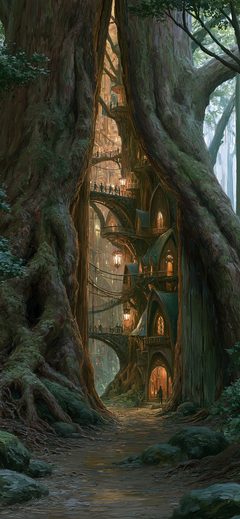 Art Fantasy Forest Tree Mystic Path Architecture