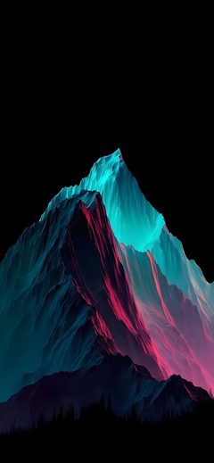 Art Abstract Mountain Neon Gradient Dark Digital