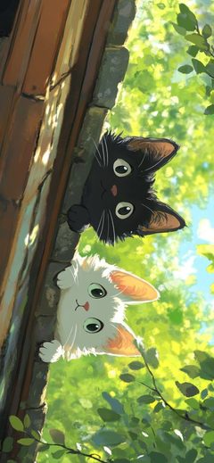 Art Cat Rabbit Cute Forest Sunlight Foliage