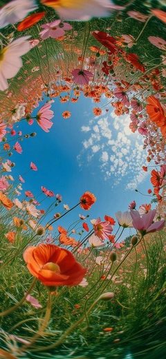 Art Flower Garden Circle Fisheye Vibrant Sky Dreamy