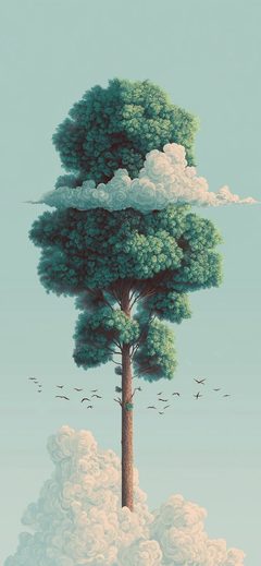 Art Tree Cloud Surreal Minimal Pastel Sky