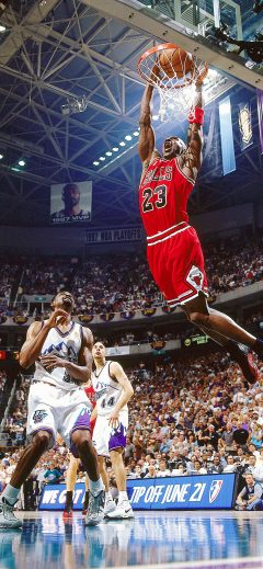 Michael Jordan attempts a dunk