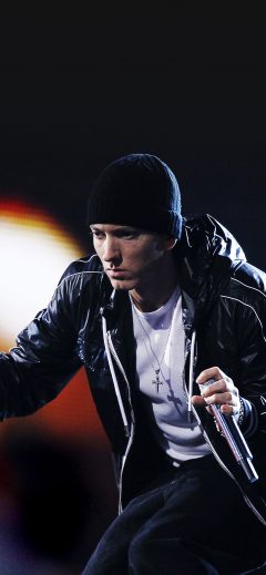 Eminem performs at the 52nd annual Grammy Awards in Los Angeles